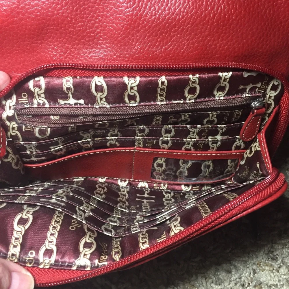 Red Leather Tignanello Crossbody Purse